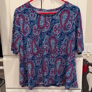 Chico’s Ultimate Tee Top size 1 Blues and Pinks